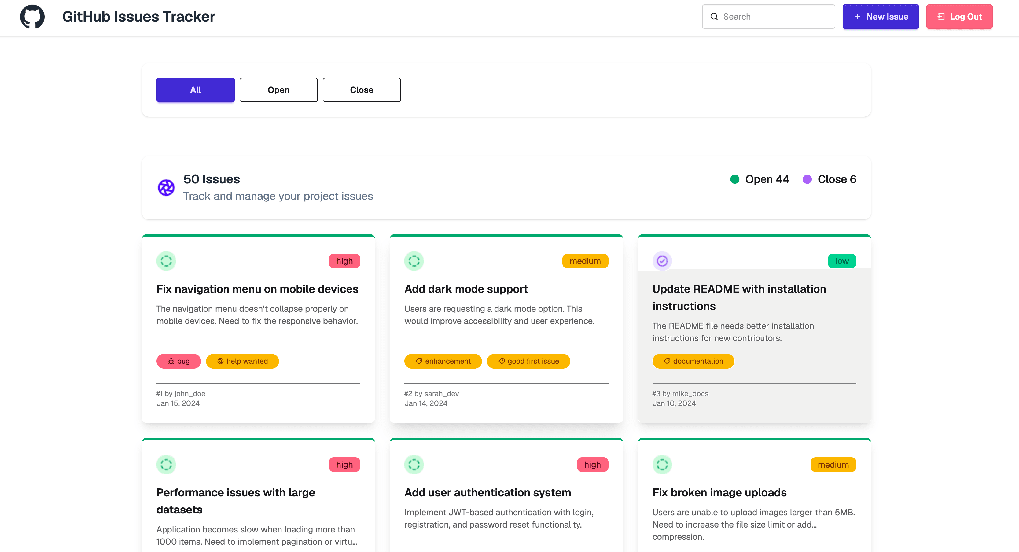 Tracker Platform project screenshot