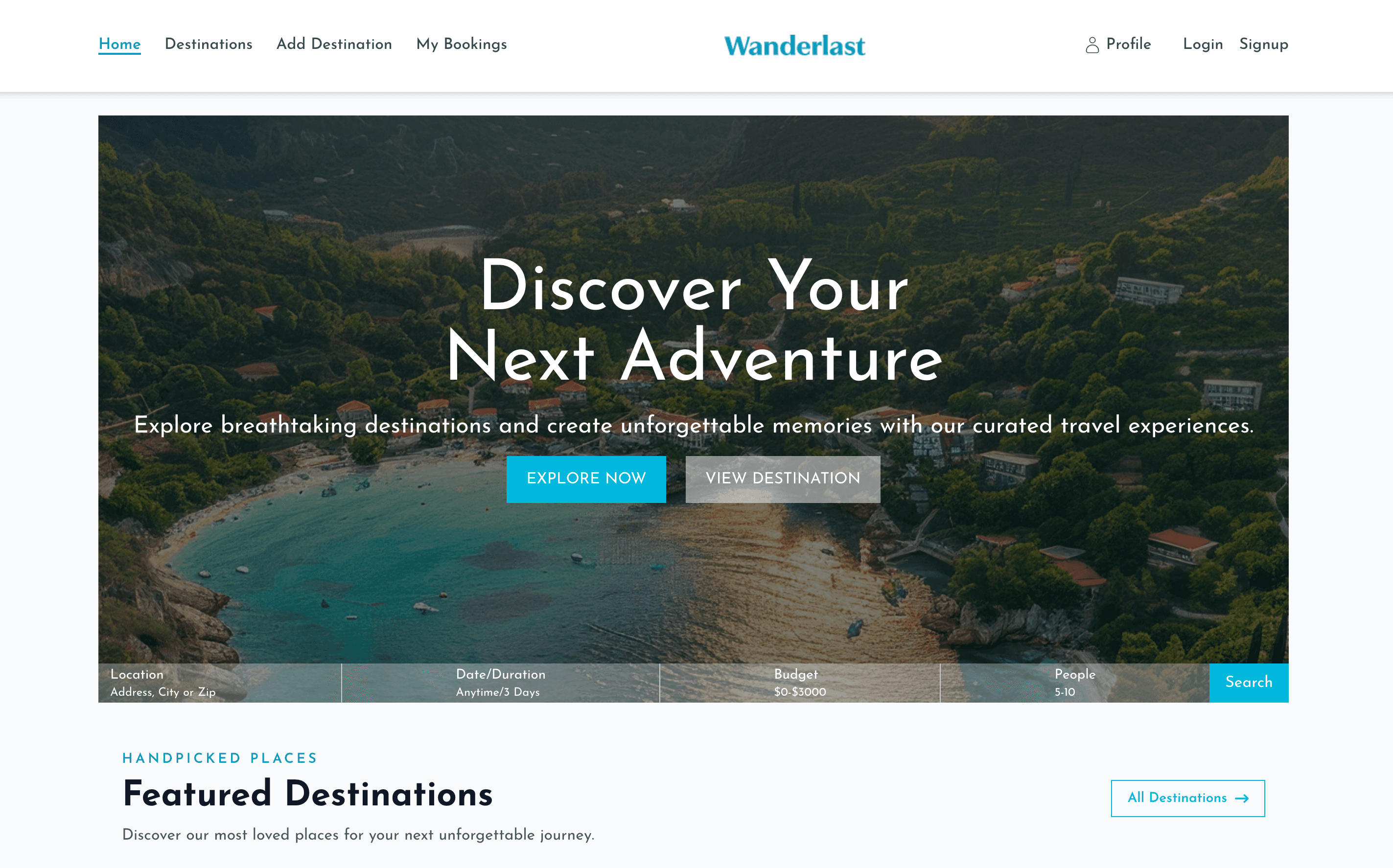 Travel Theme project screenshot